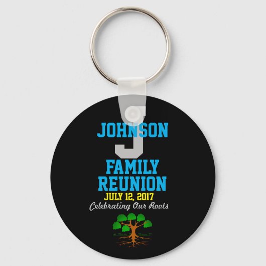 Porte-clés Nom Famille Réunion avec n'importe quelle date - (Recto)
