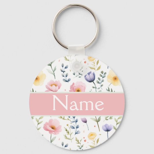 Porte-clés Nom floral personnalisé (Recto)