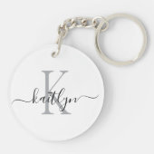 Porte-clés Nom gris noir Monogramme initial (Dos)