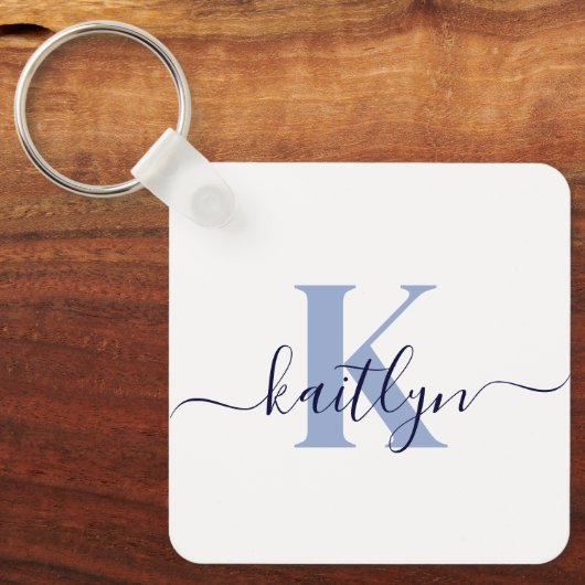 Porte-clés Nom initial bleu Monogramme (Recto)