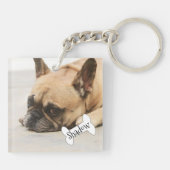 Porte-clés Nom mignon de chiot de Frenchie de bouledogue (Dos)