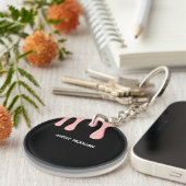 Porte-clés Nom moderne de la goutte noire et rose (Devant droit)