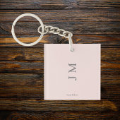 Porte-clés Nom moderne & Initiales rose