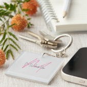 Porte-clés Nom moderne minimaliste monogramme (Devant Droit)