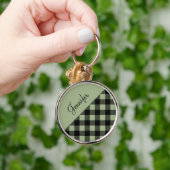 Porte-clés Nom Moderne Vérifié Buffle Vert Sauge (Main)