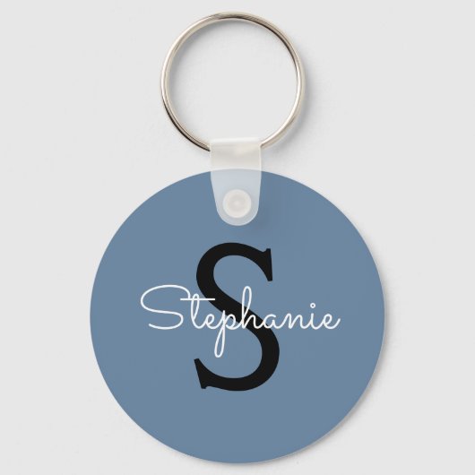 Porte-clés Nom Monogramme Bleu (Recto)