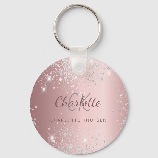 Porte-clés Nom monogramme de poussière de parties scintillant (Recto)