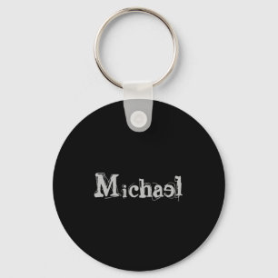 Porte-clés Nom monogramme moderne minimaliste noir blanc