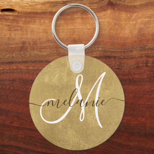 Porte-clés Nom Monogramme personnalisé Écriture manuscrite Go (Recto)