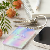 Porte-clés Nom monographique en violet rose holographique (Devant droit)