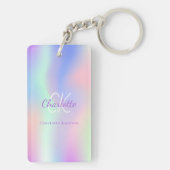 Porte-clés Nom monographique en violet rose holographique (Dos)