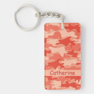 Porte-clés Nom orange de camouflage de Camo personnalisé
