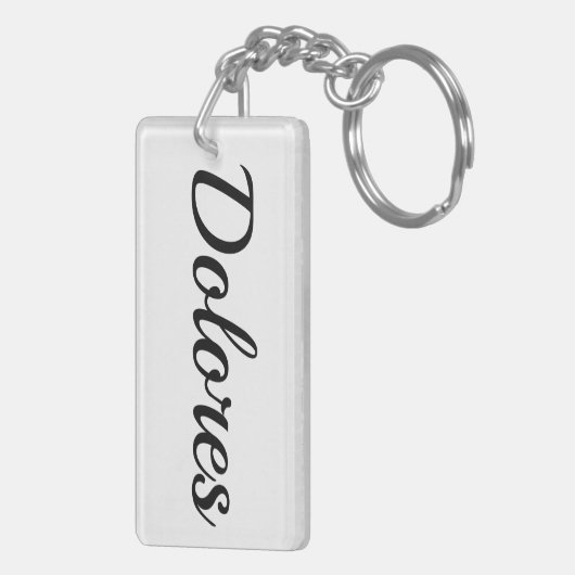 Porte-clés nom personnalisable Dolores noir blanc (Dos droit)