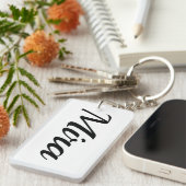 Porte-clés nom personnalisable Mira noir blanc (Devant droit)