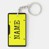 Porte-clés Nom Personnalisable Plaque de licence Jaune Et Noi (Dos)