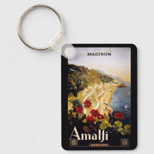 Porte-clés Nom personnalisé Amalfi Italie Vintage voyage