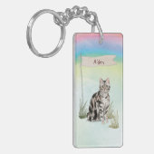 Porte-clés Nom personnalisé American Short cheveux Pet Cat (Devant gauche)