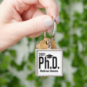 Porte-clés Nom personnalisé & année Ph.D. (main)
