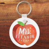 Porte-clés Nom personnalisé Apple de l'enseignant (Recto)