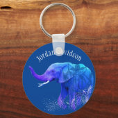 Porte-clés Nom personnalisé Art numérique animal éléphant mod (Recto)