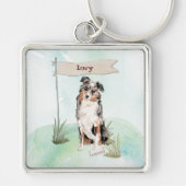 Porte-clés Nom personnalisé Australian Shepherd Pet Dog (Devant)