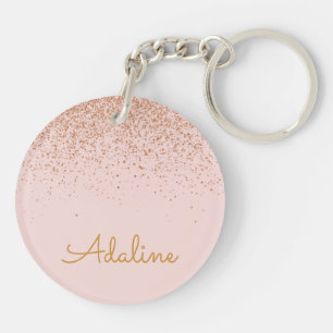 Porte-clés Nom personnalisé avec monogramme et paillettes dor