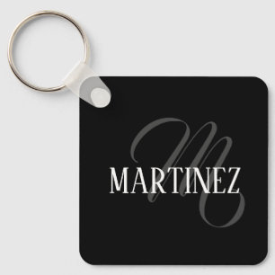 Porte-clés Nom Personnalisé Black Elegant   Nom