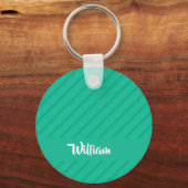 Porte-clés Nom personnalisé bleu diagonale plastique texturé (Recto)