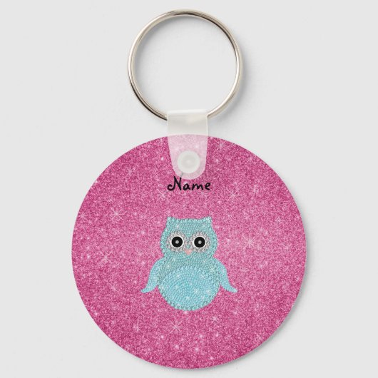 Porte-clés Nom personnalisé bling owl diamants (Recto)