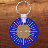 Porte-clés Nom personnalisé Boho Sun Blue (Verso)
