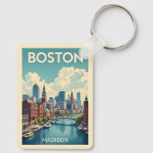 Porte-clés Nom personnalisé Boston Massachusetts (Verso)