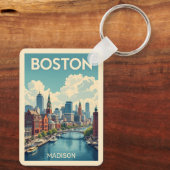 Porte-clés Nom personnalisé Boston Massachusetts (Verso)