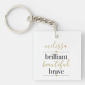 Porte-clés Nom personnalisé Brillant Belle Brave (Devant)