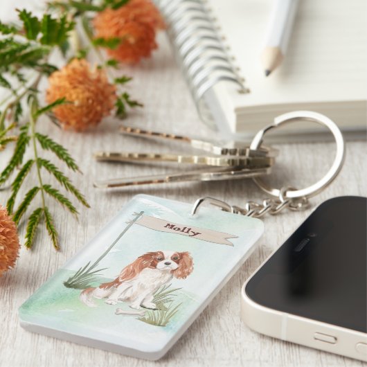 Porte-clés Nom personnalisé Cavalier King Charles Spaniel Pet (Devant droit)