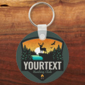 Porte-clés NOM personnalisé Chasse aux wapitis Coucher de sol (Recto)