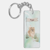 Porte-clés Nom personnalisé Chien Pommeranian (Devant gauche)