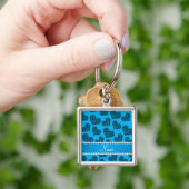 Porte-clés Nom personnalisé ciel bleu léopard coeurs (main)