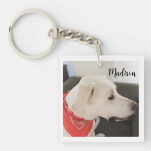 Porte-clés Nom personnalisé de l'Amoureux des chiens blanc et