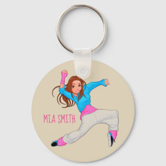 Porte-clés Nom personnalisé de l'hip hop de danseuse mignonne