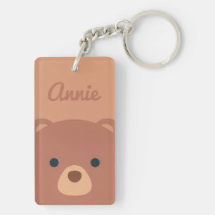 Porte-clés Nom personnalisé de l'ours mignon Brown  Porte - 