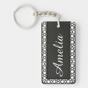 Porte-clés Nom personnalisé Design géométrique moderne filigr