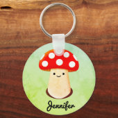Porte-clés Nom personnalisé du dessin de champignons mignons (Recto)