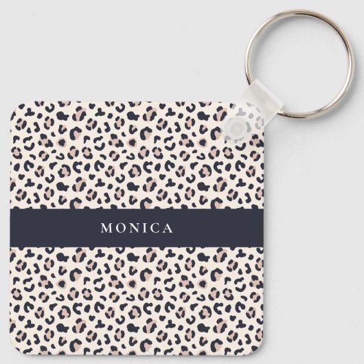 Porte-clés Nom personnalisé du motif Leopard rose (Dos)