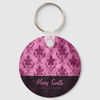 Porte-clés Nom personnalisé du Motif vintage rose