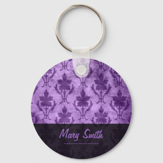 Porte-clés Nom personnalisé du Motif vintage violet