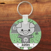 Porte-clés Nom personnalisé du porc mignon et initial (Recto)