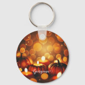 Porte-clés Nom personnalisé Effet Bokeh automatique Citrouill (Verso)
