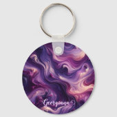 Porte-clés Nom personnalisé Effet peinture violet vibrant (Recto)