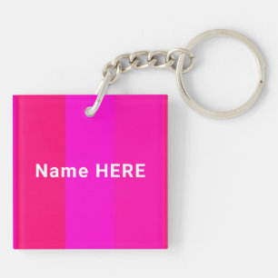 Porte-clés Nom personnalisé élégant et minimaliste sur rose c