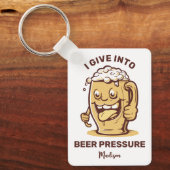 Porte-clés Nom personnalisé et bière texte amusant (Recto)